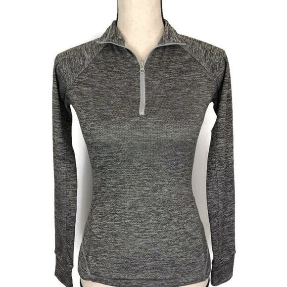 Aeropostale 1/4 Zip Pullover Live Love Run Gray Heathered sz XS Thumb Hole - Picture 2 of 8